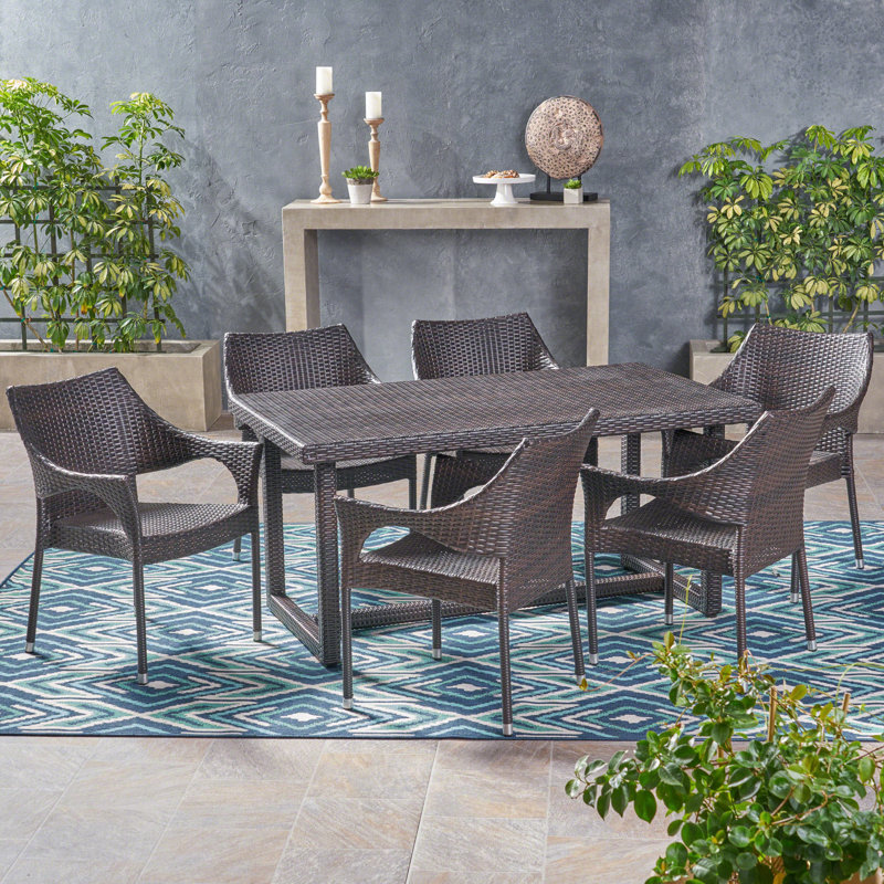Aarhus 6 Person Rectangular Outdoor Dining Set